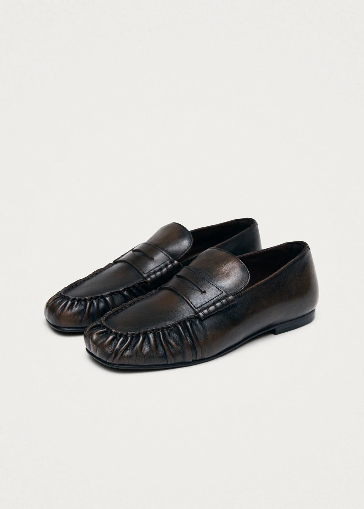 Aven Vintage Effect Brown Leather Loafers