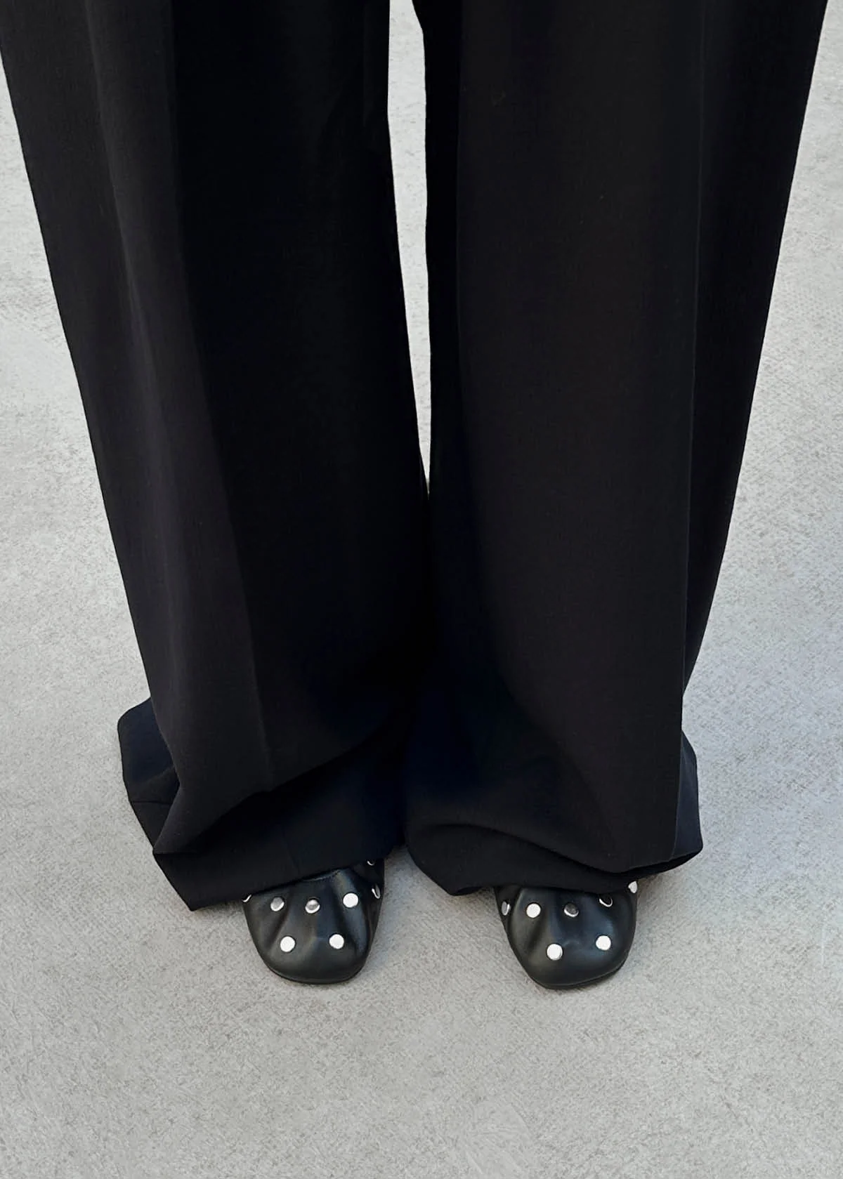 Rosalind All Studs Black Leather Ballet Flats