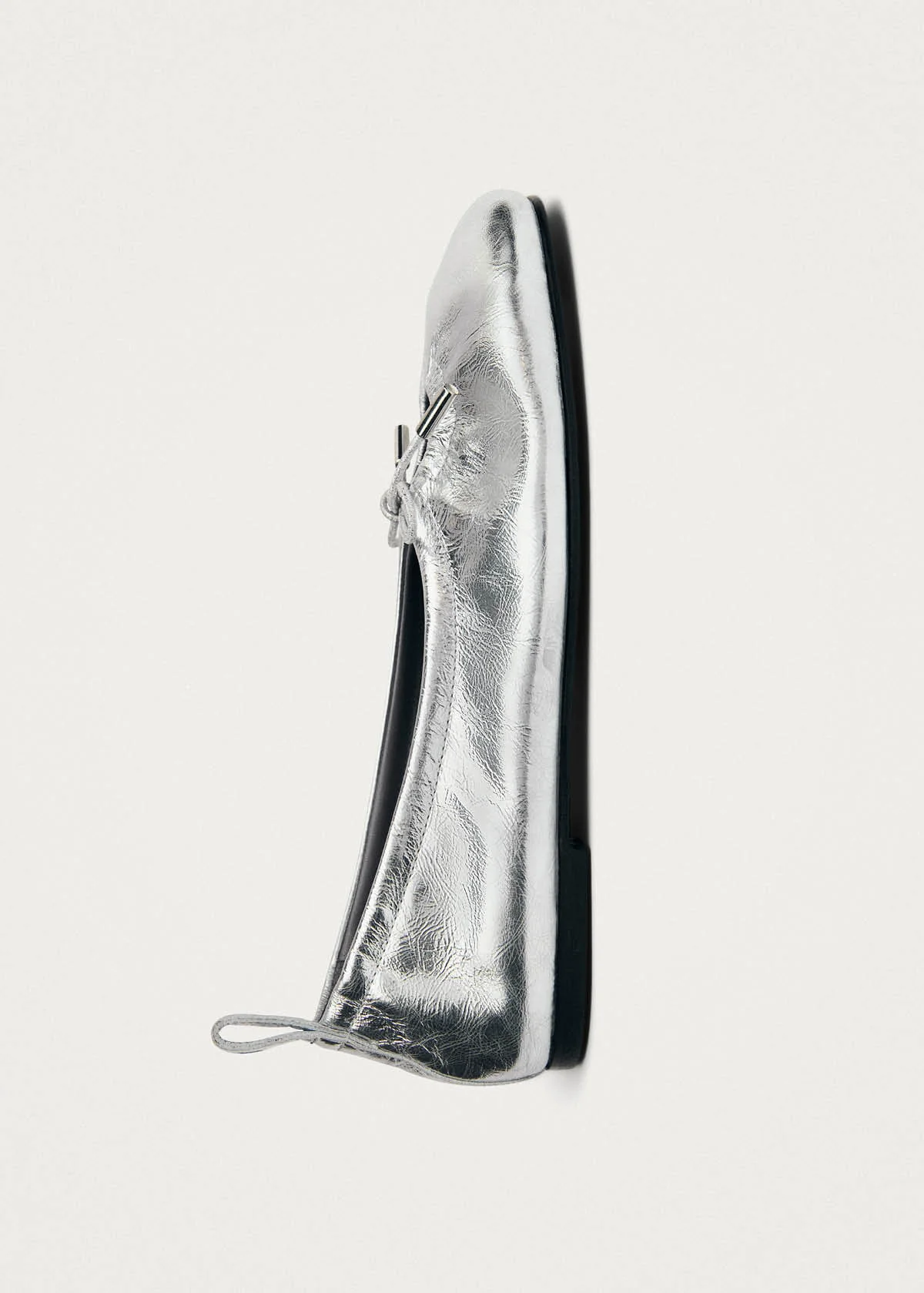 Rosalind Shimmer Silver Leather Ballet Flats
