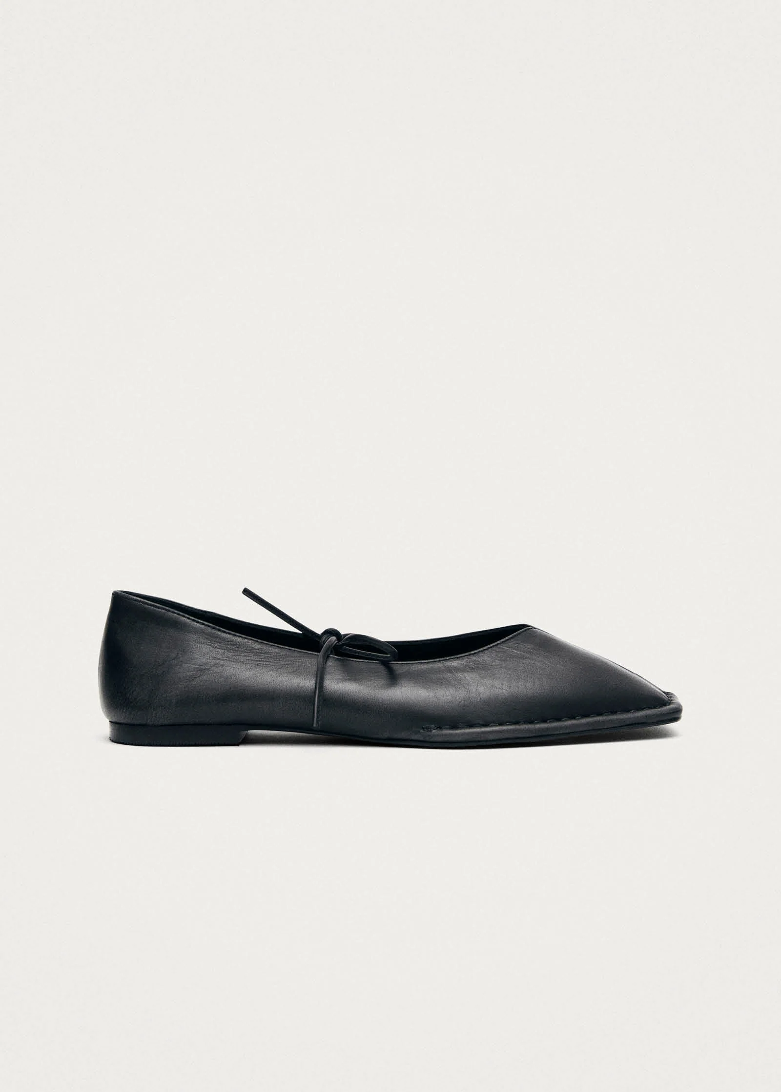 Sway Vintage Effect Black Leather Ballet Flats