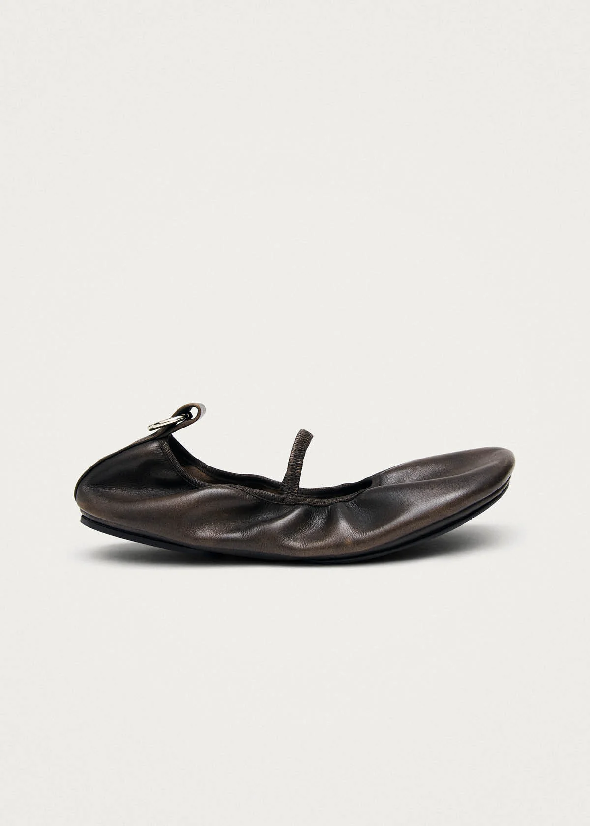 Naira Barefoot Vintage Effect Brown Leather Ballet Flats