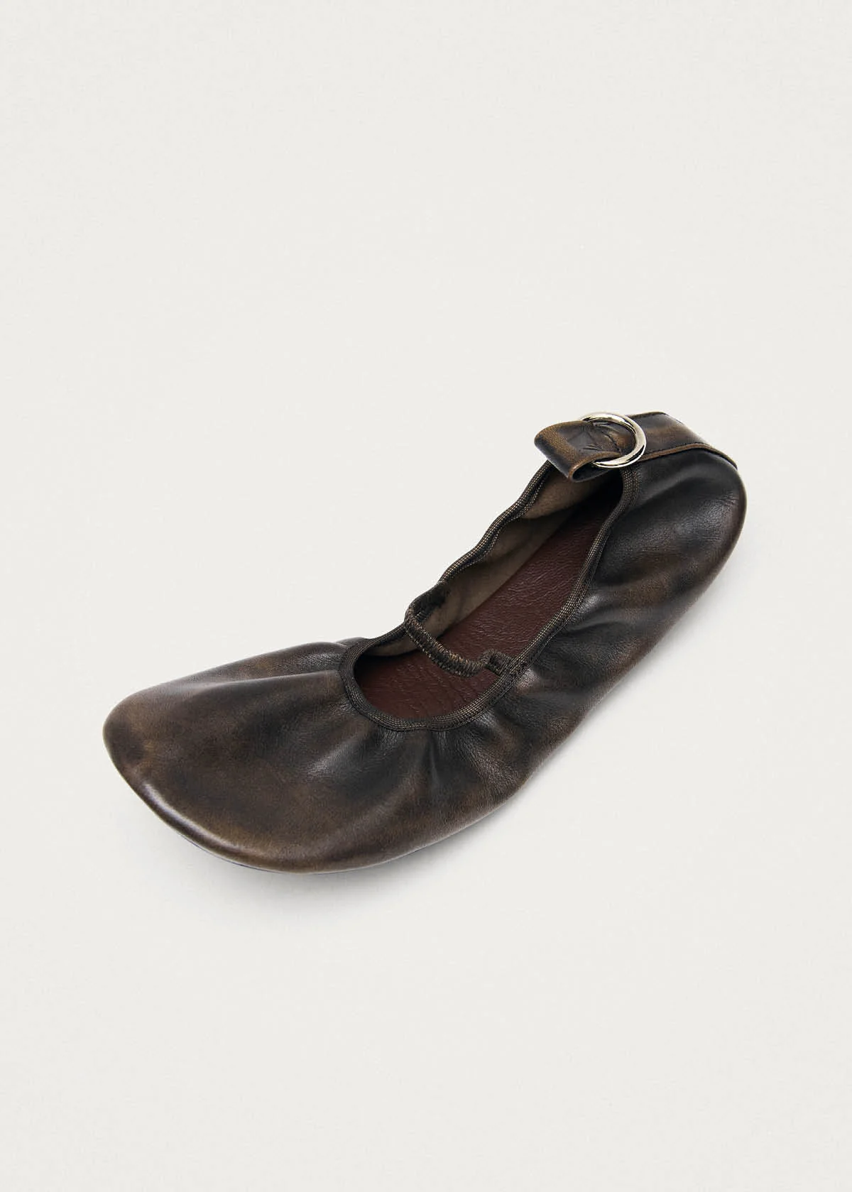 Naira Barefoot Vintage Effect Brown Leather Ballet Flats