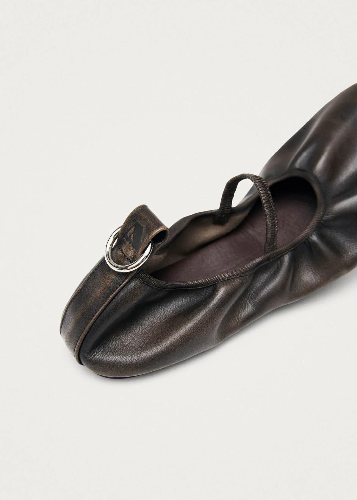 Naira Barefoot Vintage Effect Brown Leather Ballet Flats