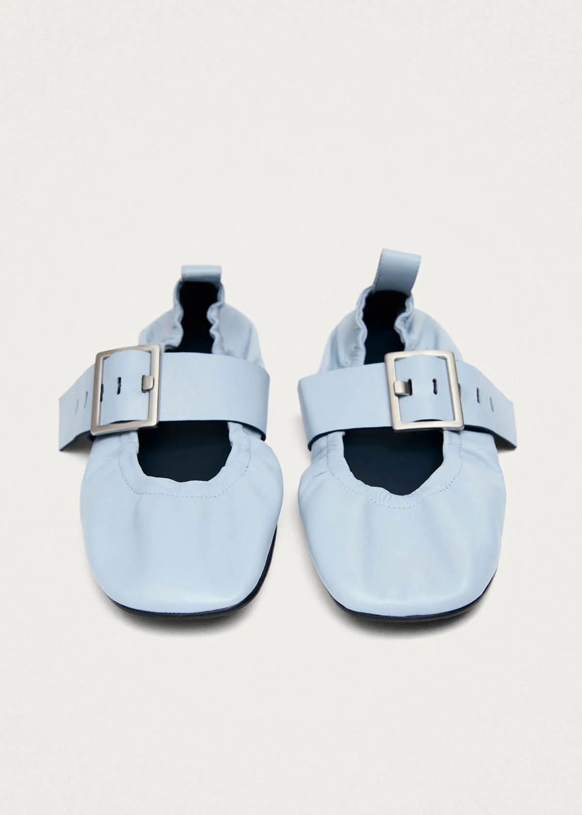 Sarea Blue Leather Ballet Flats