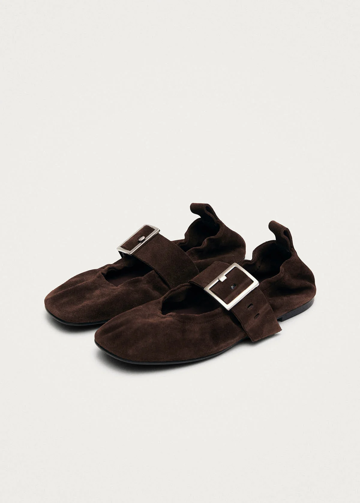 Sarea Suede Brown Leather Ballet Flats