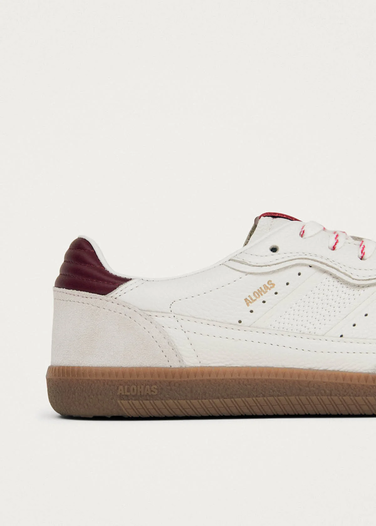 Tb.490 Rife Grain White Burgundy Leather Sneakers