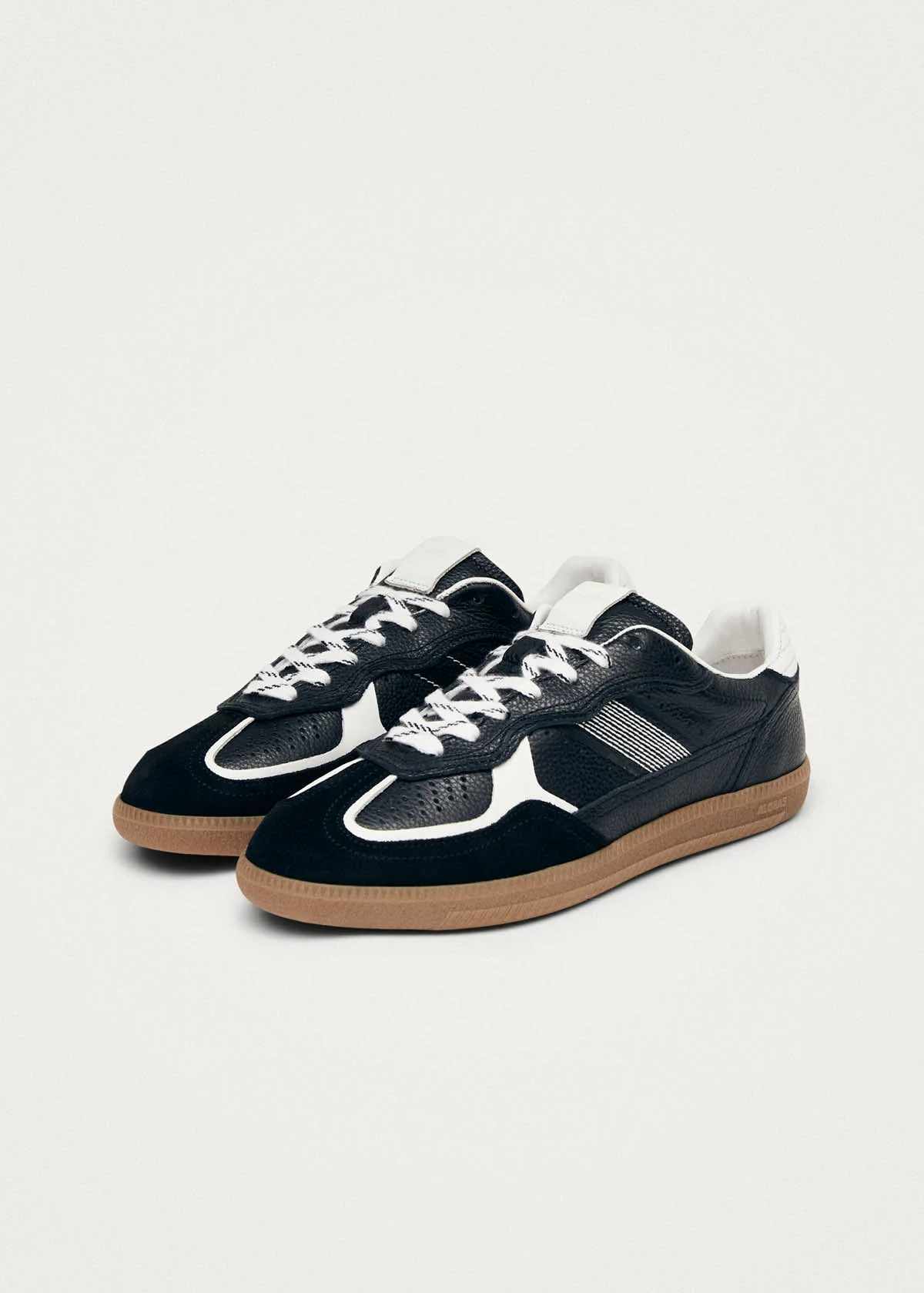 Tb.490 Rife Grain Black & White Leather Sneakers
