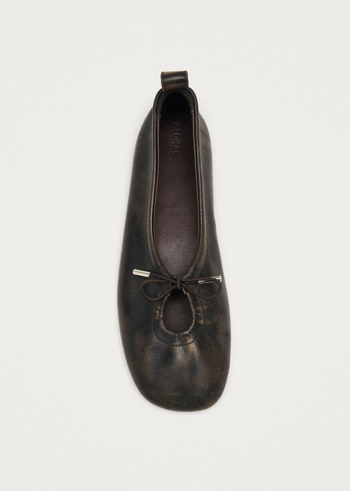 Rosalind Vintage Effect Brown Leather Ballet Flats